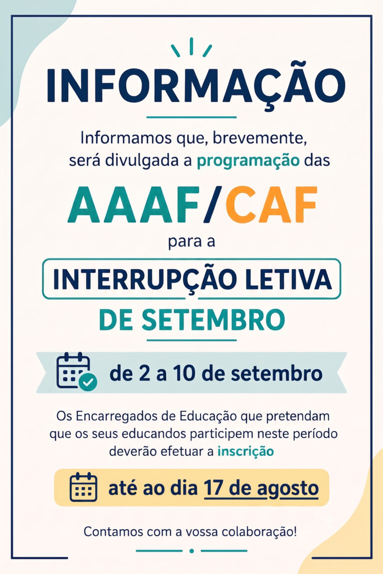 Funcionamento CAF/AAAF antes do arranque do ano letivo 2026/2027